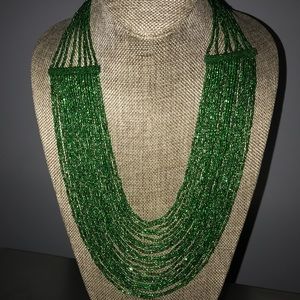 Sparkly Beaded Green Statement Necklace